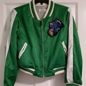 Satin Track Jacket Cactus Floral embroidery medium